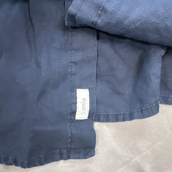 Onia Shirt Mens XL Dark Blue Linen Breathable Relaxed Coastal Beach Summertime - Picture 7 of 14